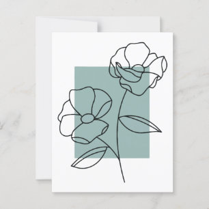 Blume Minimalistischer Linien Postkarte