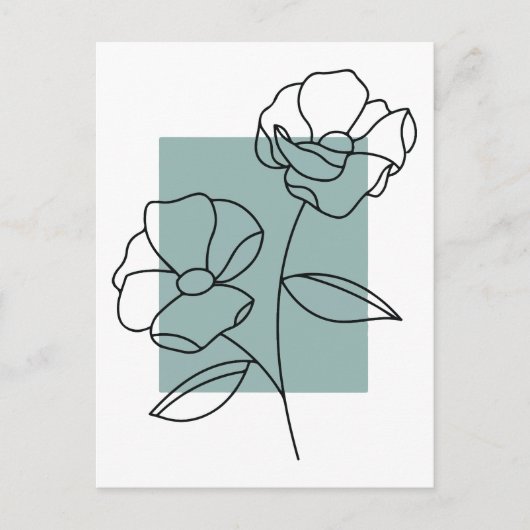Blume Minimalistischer Linien Postkarte (Vorderseite)