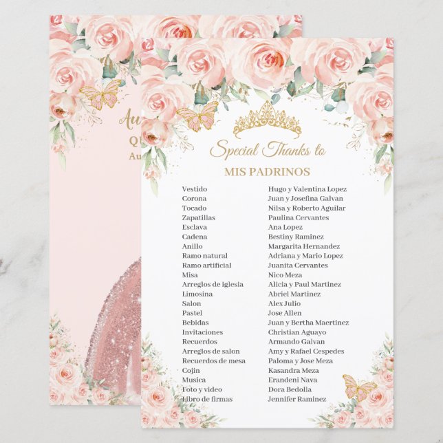 Blume Mis Padrinos Quinceñera (Vorne/Hinten)
