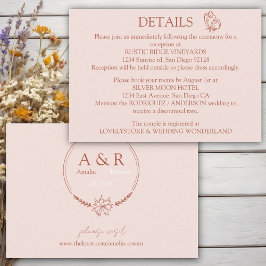 Blume Misty Rose Hochzeitdetails Begleitkarte