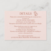 Blume Misty Rose Hochzeitdetails Begleitkarte (Vorderseite)