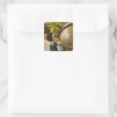 Blume mit antikem Globus und Büchern Quadratischer Aufkleber (Tasche)
