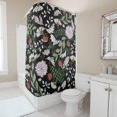 Blume mit antiken Gravierungen handbemalt Duschvorhang (Beispiel)