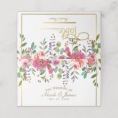 Blume mit Aquarellblumen Moderner Hochzeitstisch Platzkarte (Außenseite Aufgefaltet)