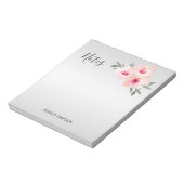 Blume mit Aquarellfarbe, blass rosa, grau Notizblock (Rotiert)