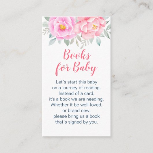 Blume mit Aquarellfarbe Rosa Kinderdusche Buchungs Begleitkarte (Vorderseite)