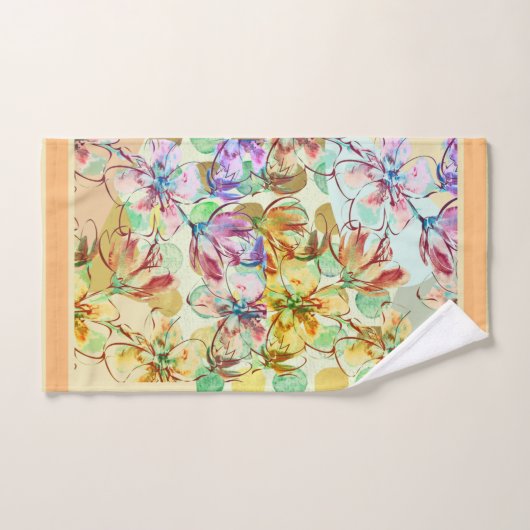 Blume mit Aquarellfarben groß Badhandtuch Set (Handtuch)