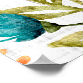 Blume mit Aquarellfarben-Hintergrund. Handgemalt Poster (Ecke)