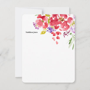 Blume mit Aquarellfarben personalisiert Mitteilungskarte