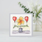 Blume mit Balloons Aquarellkarte Karte (Stehend Vorderseite)