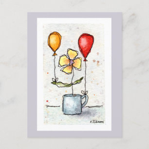 Blume mit Balloons Wasserfarben-Postkarte Postkarte