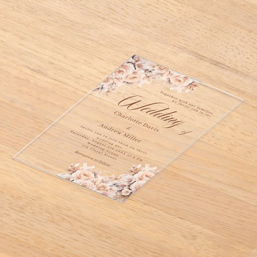 Blume mit Beige Acryleinladungen (Ablage )