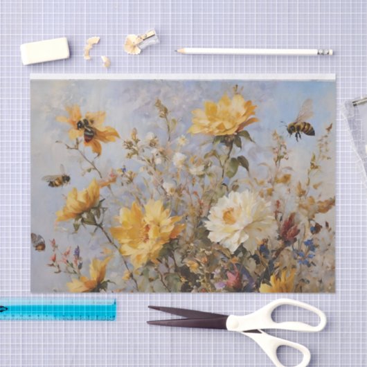 Blume mit Bienen Decoupage Seidenpapier (Handwerk)