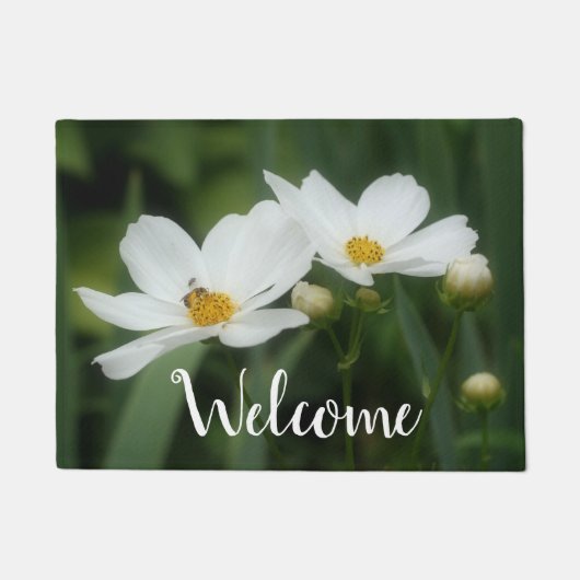 Blume mit Bienen Fußmatte (Vorderseite)