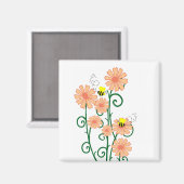 Blume mit Bienenmagnet Magnet (Vorderseite/Rückseite)