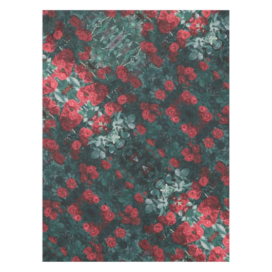 Blume mit blass grünen Rote Rosen Tischdecke (Vorderseite)