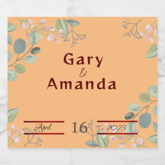 Blume mit Blätter Bierflaschenetikett (Einzelnes Label)