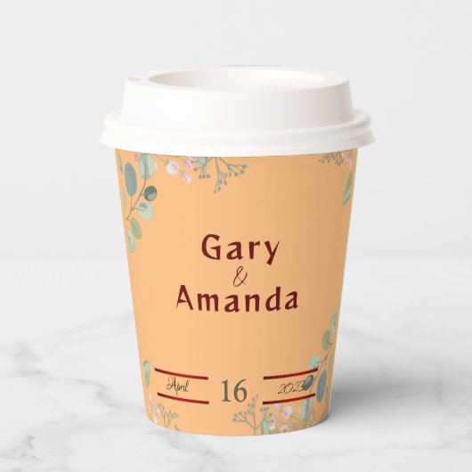 Blume mit Blätter Pappbecher (Rückseite)