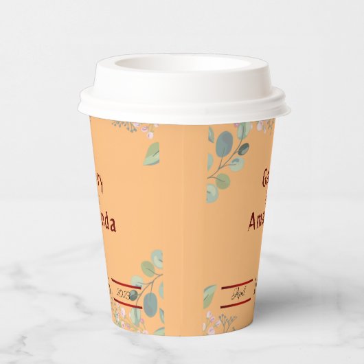 Blume mit Blätter Pappbecher (Rechts)