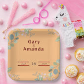 Blume mit Blätter Pappteller (Party)