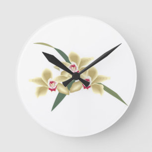 Blume mit Blätter Runde Wanduhr