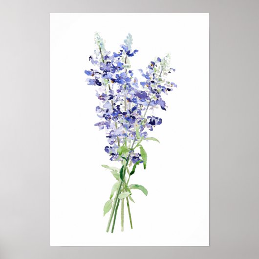 Blume mit blauem Metaluhr Poster (Vorne)