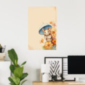 Blume mit blauem Mousenschirm Poster (Heimbüro)
