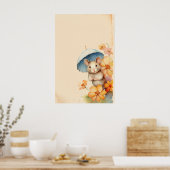 Blume mit blauem Mousenschirm Poster (Küche)