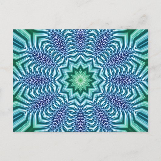 Blume mit blauem und grünem Stern Postkarte (Vorderseite)