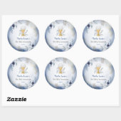 Blume mit blauen Aquarellfarben Runder Aufkleber (Blatt)