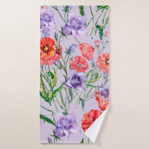 Blume mit blauen Bouquets, Blume mit rosa Glocken  Badehandtuch