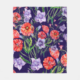 Blume mit blauen Bouquets, Blume mit rosa Glocken Fleecedecke