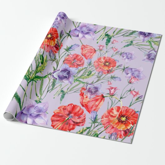 Blume mit blauen Bouquets, Blume mit rosa Glocken Geschenkpapier (Ungerollt)