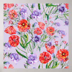 Blume mit blauen Bouquets, Blume mit rosa Glocken Poster