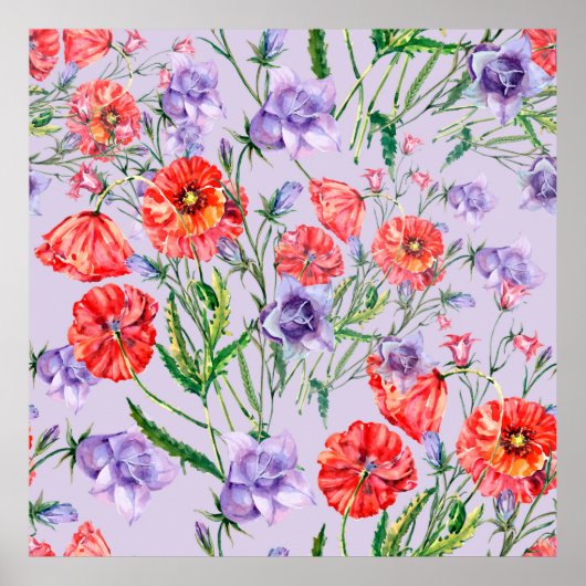 Blume mit blauen Bouquets, Blume mit rosa Glocken Poster (Vorne)