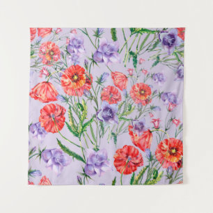Blume mit blauen Bouquets, Blume mit rosa Glocken  Wandteppich