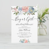 Blume mit blauen und blauen Augen Einladung (Stehend Vorderseite)