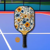 Blume mit blauen und gelben Feldfarben Moderne Mon Pickleball Schläger
