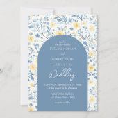 Blume mit blauen und gelben Hütten Einladung (Vorderseite)