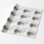 Blume mit blauen Wasserfarben Geschenkpapier (Ungerollt)