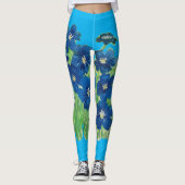 Blume mit blauer Flagge Leggings (Vorderseite)