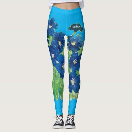 Blume mit blauer Flagge Leggings (Vorderseite)