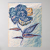 Blume mit blauer Textur Poster (Vorne)