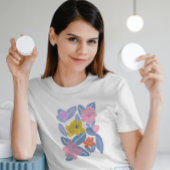 Blume mit blauer Wasserfarbe feminin elegant T-Shirt