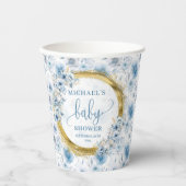 Blume mit blauer Wasserfarbe, goldenes Baby Pappbecher (Vorderseite)