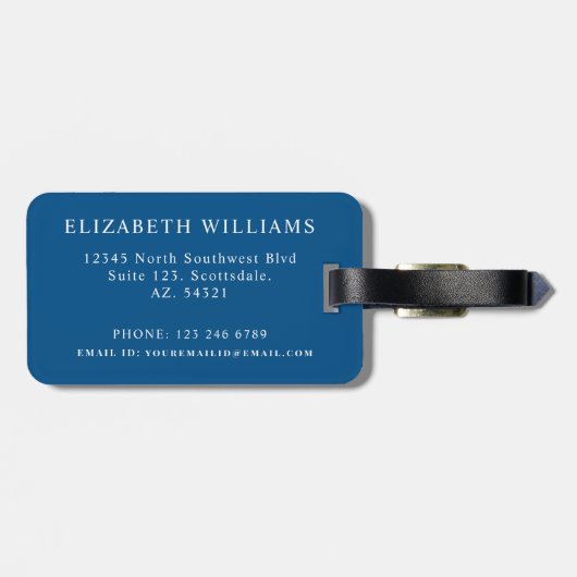 Blume mit blaugrünem Blumenrosa Gepäckanhänger (Rückseite horizontal)