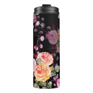 Blume mit Blume-Haricot auf Thermosbecher