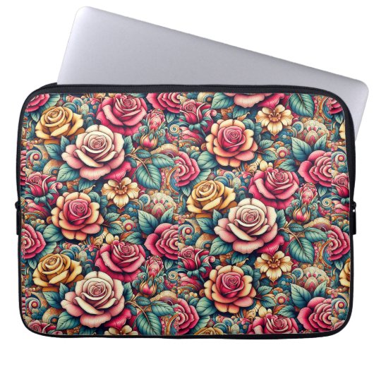 Blume mit Blumen Laptopschutzhülle (Vorderseite)