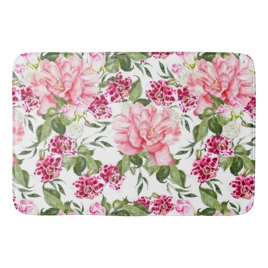 Blume mit Blumenbeeren Rose Badematte (Vorderseite)