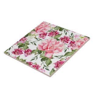 Blume mit Blumenbeeren Rose Fliese